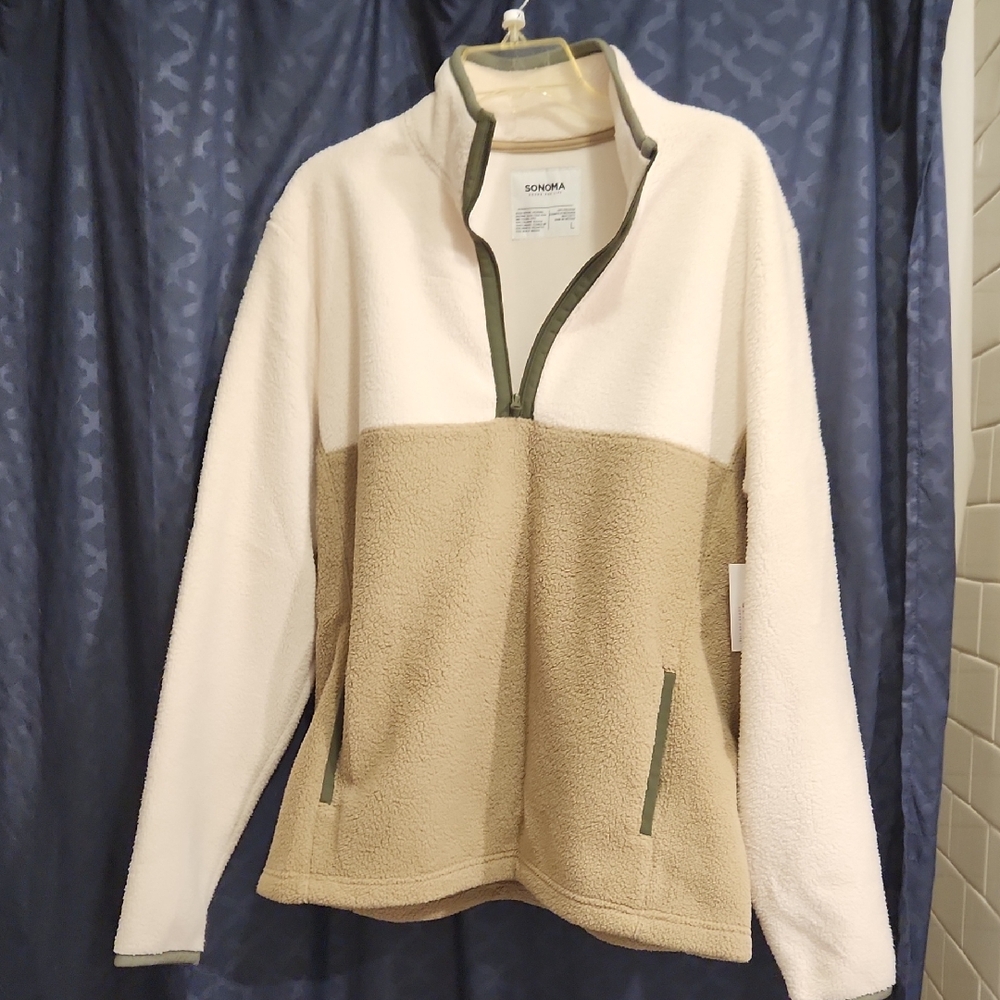 Sonoma Mens Cream and Tan Teddy Jacket...NEW